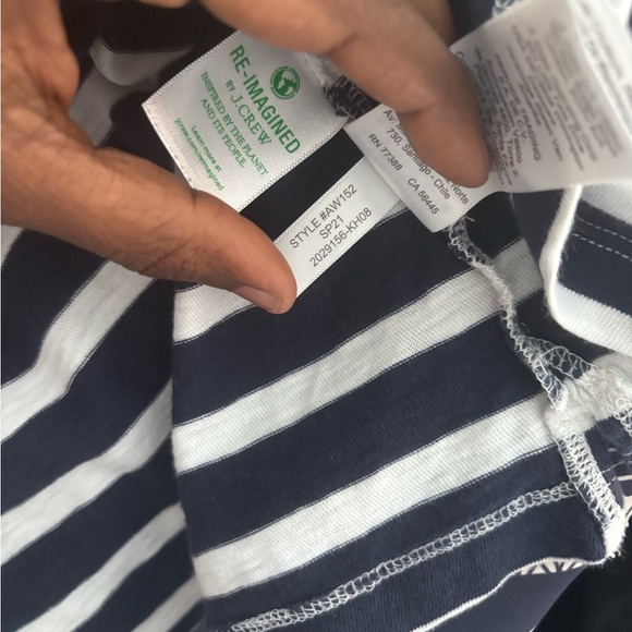 J Crew T-shirt Blue Green Yellow Striped  L Long Sleeve Crew Neck preppy casual - Picture 6 of 6